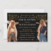 金ゴールドグリッターウェスタン女性のカーボーイブライダルシャワー 招待状 (正面)
