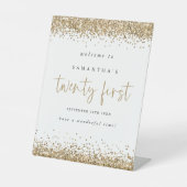 金ゴールドグリッターウェルカムティファーストパーティー 台座サイン (正面)