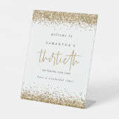 金ゴールドグリッターウェルカムトリティティートバースデーパーティー 台座サイン (正面)