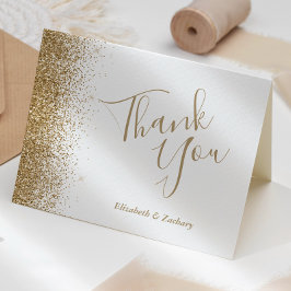 金ゴールドグリッターエッジホワイト結婚ズサンキュー カード