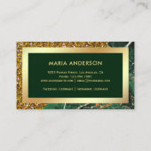 金ゴールドグリッターエメラルドグリーンマーブルメイクアップアーティスト 名刺 (裏面)