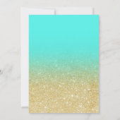 金ゴールドグリッターエレガントアクアティール（緑がかった色）シックバルミツワー 招待状 (裏面)