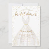 金ゴールドグリッターエレガントウェディングドレスブライダルシャワー 招待状 (正面)