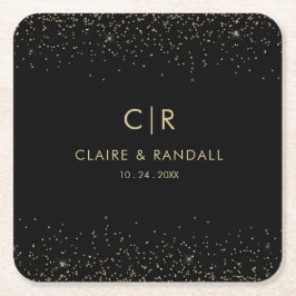 金ゴールドグリッターエレガントウェディング スクエアペーパーコースター