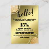 金ゴールドグリッターエレガントカードの挿入に対してありがとうございます 名刺 (正面)