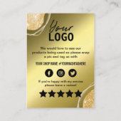 金ゴールドグリッターエレガントカードの挿入に対してありがとうございます 名刺 (裏面)