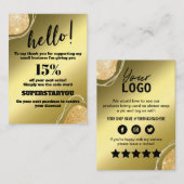 金ゴールドグリッターエレガントカードの挿入に対してありがとうございます 名刺 (正面/裏面)