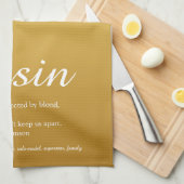 金ゴールドグリッターエレガントスクリプトの従属定義 キッチンタオル (四つ折り)