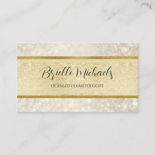 金ゴールドグリッターエレガント美容師メイクアップ 名刺 (正面)