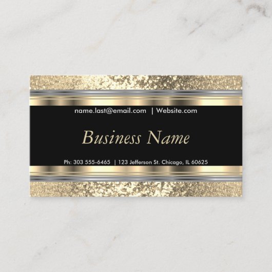 金ゴールドグリッターエレガント金ゴールド銀 名刺 (正面)