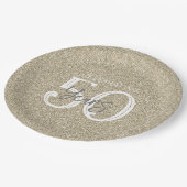 金ゴールドグリッターエレガント50年ゴールデンアニバーサリー ペーパープレート (アングル)