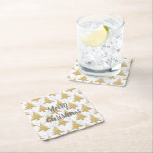 金ゴールドグリッターエレガント&白大理石クリスマスツリー スクエアペーパーコースター (インサイチュ)