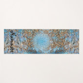 金ゴールドグリッターオンターコイズロータス ヨガマット (正面(横))