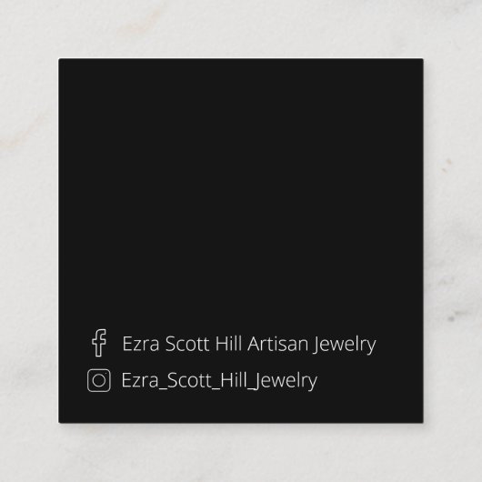 金ゴールドグリッターオンブラックアーティザンジュエリー表示カード スクエア名刺 (裏面)