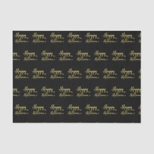 金ゴールドグリッターオンブラックハッピーハローウィン 薄葉紙 (正面)