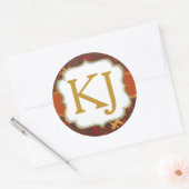 金ゴールドグリッターオータムオーク葉ズベビーシャワー ラウンドシール (封筒)