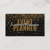 金ゴールドグリッターオーバーブラックカスタムフォトQRコード 名刺 (正面)