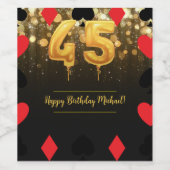 金ゴールドグリッターカジノをテーマにした45th誕生日 ワインラベル (シングルラベル)