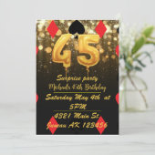 金ゴールドグリッターカジノをテーマにした45th誕生日 招待状 (スタンド正面)