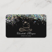 金ゴールドグリッターカップケカラフルーキ紙吹雪、ブラック 名刺 (正面)