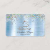 金ゴールドグリッターカップケーキ紙吹雪、メタリックブルー 名刺 (正面)