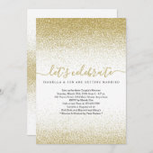 金ゴールドグリッターカップルのウェディングシャワー招待状 招待状 (正面/裏面)