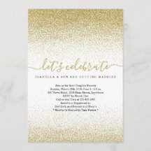 金ゴールドグリッターカップルのウェディングシャワー招待状