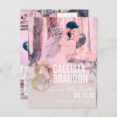 金ゴールドグリッターカップル写真コラージュ日付の保存 案内ポストカード (正面/裏面)