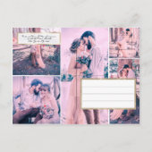 金ゴールドグリッターカップル写真コラージュ日付の保存 案内ポストカード (裏面)