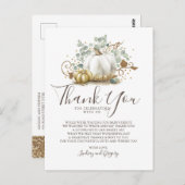 金ゴールドグリッターカボチャとグリーンリーありがとう ポストカード (正面/裏面)