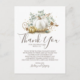 金ゴールドグリッターカボチャとグリーンリーありがとう ポストカード