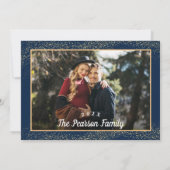 金ゴールドグリッターカボチャ海軍ブルーフォトベビーシャワー サンキューカード (裏面)