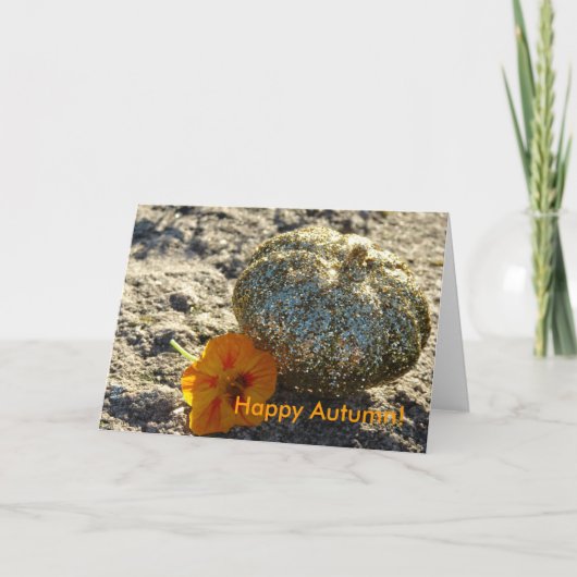 金ゴールドグリッターカボチャ秋おめでとう！ カード (正面)