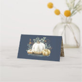 金ゴールドグリッターカボチャ秋の結婚式座席表 プレイスカード (裏面)