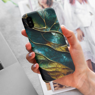 金ゴールドグリッターカラフルガラス抽象芸術パターン iPhone 15 PRO MAXケース
