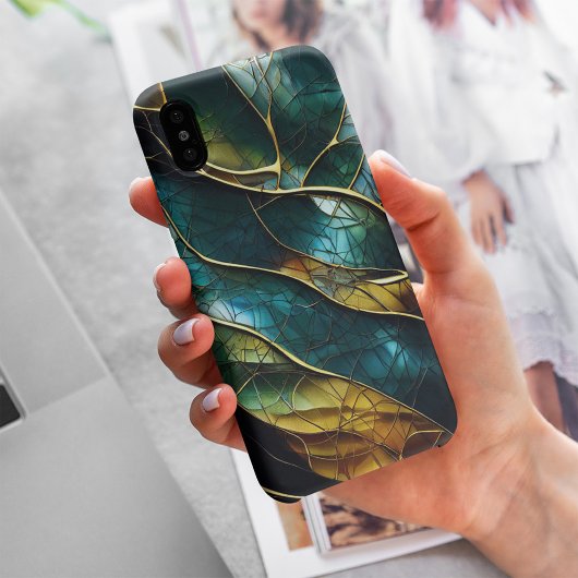 金ゴールドグリッターカラフルガラス抽象芸術パターン Case-Mate iPhoneケース