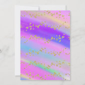 金ゴールドグリッターカラフル眠る一角獣ベビーシャワー 招待状 (裏面)