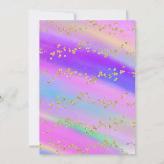 金ゴールドグリッターカラフル眠る一角獣ベビーシャワー 招待状 (裏面)