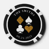 金ゴールドグリッターカード結婚訴訟の日付及び名寄せ ポーカーチップ (裏面)