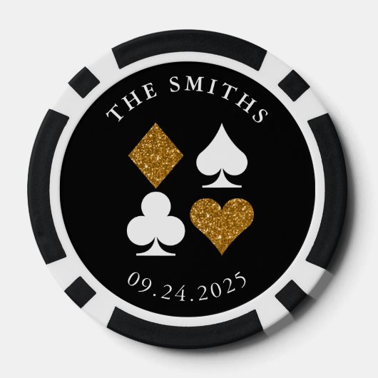 金ゴールドグリッターカード結婚訴訟の日付及び名寄せ ポーカーチップ (裏面)