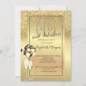 金ゴールドグリッターガラス、バルーン50th誕生日パーティー 招待状 (正面)