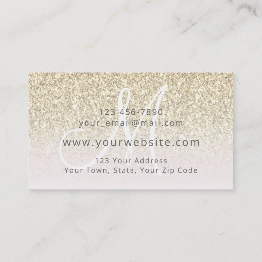 金ゴールドグリッターガーリーピンクビジネスロゴモノグラム 名刺 (裏面)