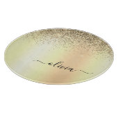 金ゴールドグリッターガーリーラグジュアリモダンーモノグラム名 カッティングボード (角)