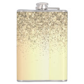 金ゴールドグリッターガーリーラグジュアリモダンーモノグラム名 フラスク (裏面)