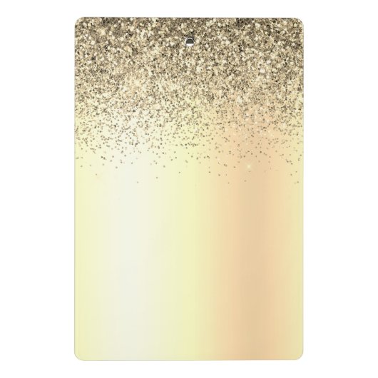 金ゴールドグリッターガーリーラグジュアリモダンーモノグラム名 ミニクリップボード (裏面)