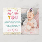 金ゴールドグリッターガールドーナッツ誕生日写真ありがとう ポストカード (正面)