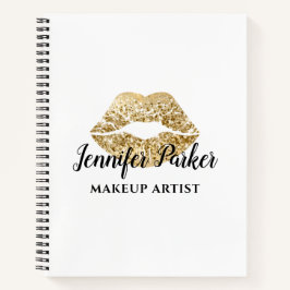 金ゴールドグリッターキスリップメイクアップアーティスト ノートブック