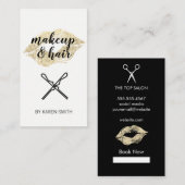 金ゴールドグリッターキス/メイクアップ&ヘア 名刺 (正面/裏面)