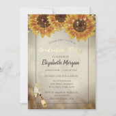 金ゴールドグリッターキャップ、ワイン、ガラス、ひまわり金ゴールドトウ 招待状 (正面)