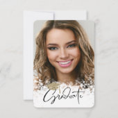 金ゴールドグリッターキャップ、《写真》ぼけ味写真の卒業 招待状 (正面)